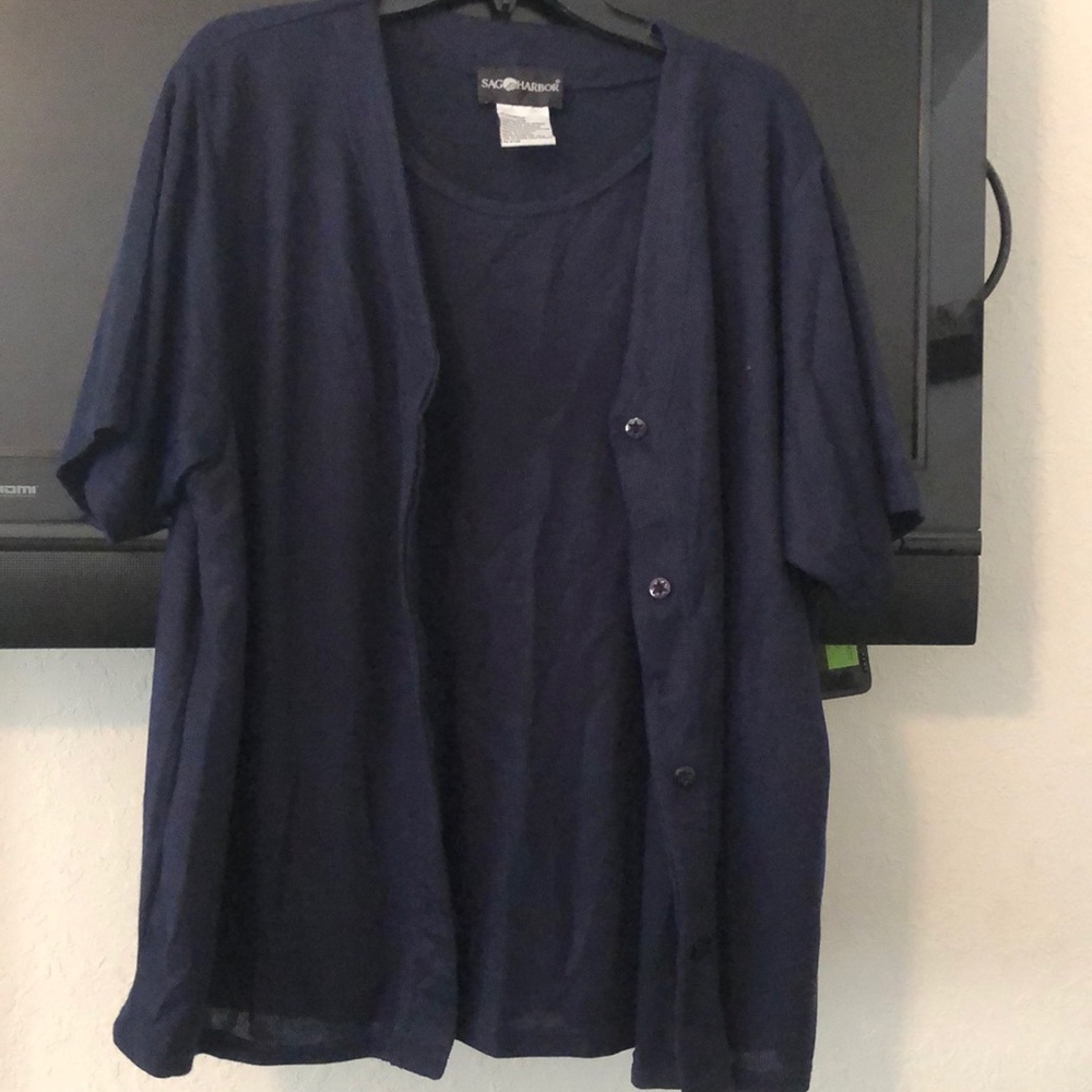 Sag Harbor dark blue sweater shirt combo